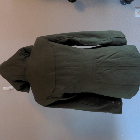 Army Green Wool Utility Coat with Hood - Picture 6 of 12